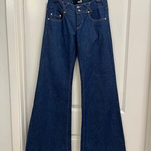 Love Moschino Wide Leg Flare Jeans Dark Wash Size 25